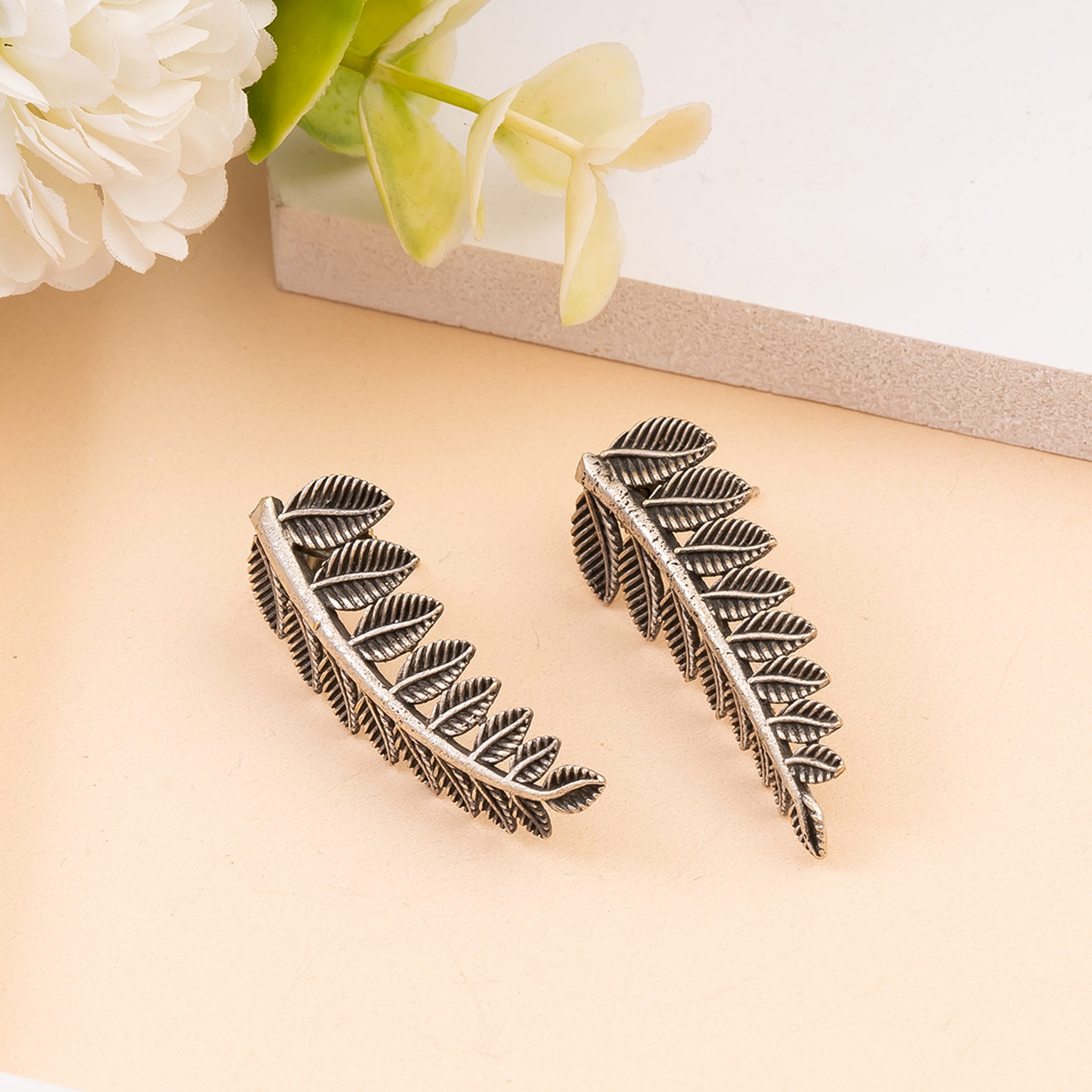 Leaf Shaped Drop Earrings - Image 2