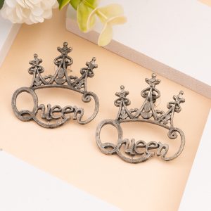 German Silver Queen Stud Earrings